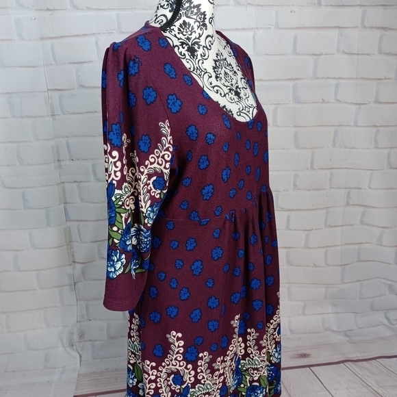 R & B collection women's size 1x stretch knit floral print popover dress b11 - Picture 5 of 9